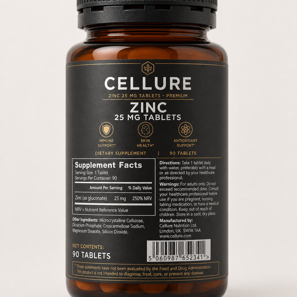 Zinc 25 mg Tablets - Label detail view