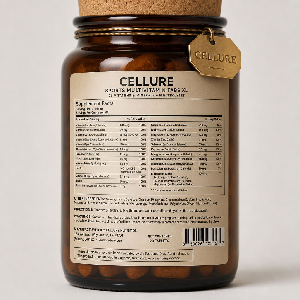 Sports Multivitamin Tabs XL - Label detail view